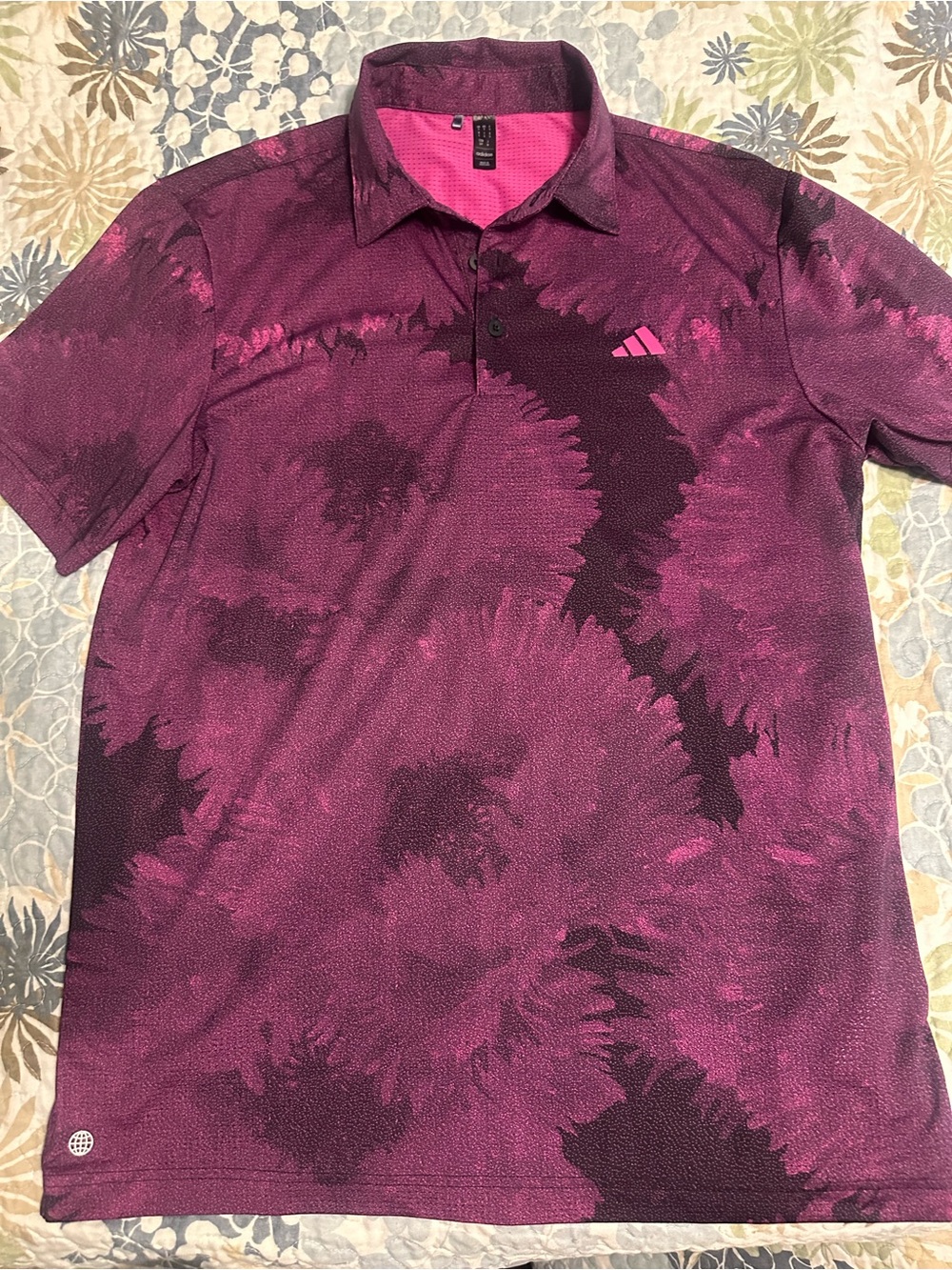 adidas Men's Polo Shirt - Magenta Tie-Dye